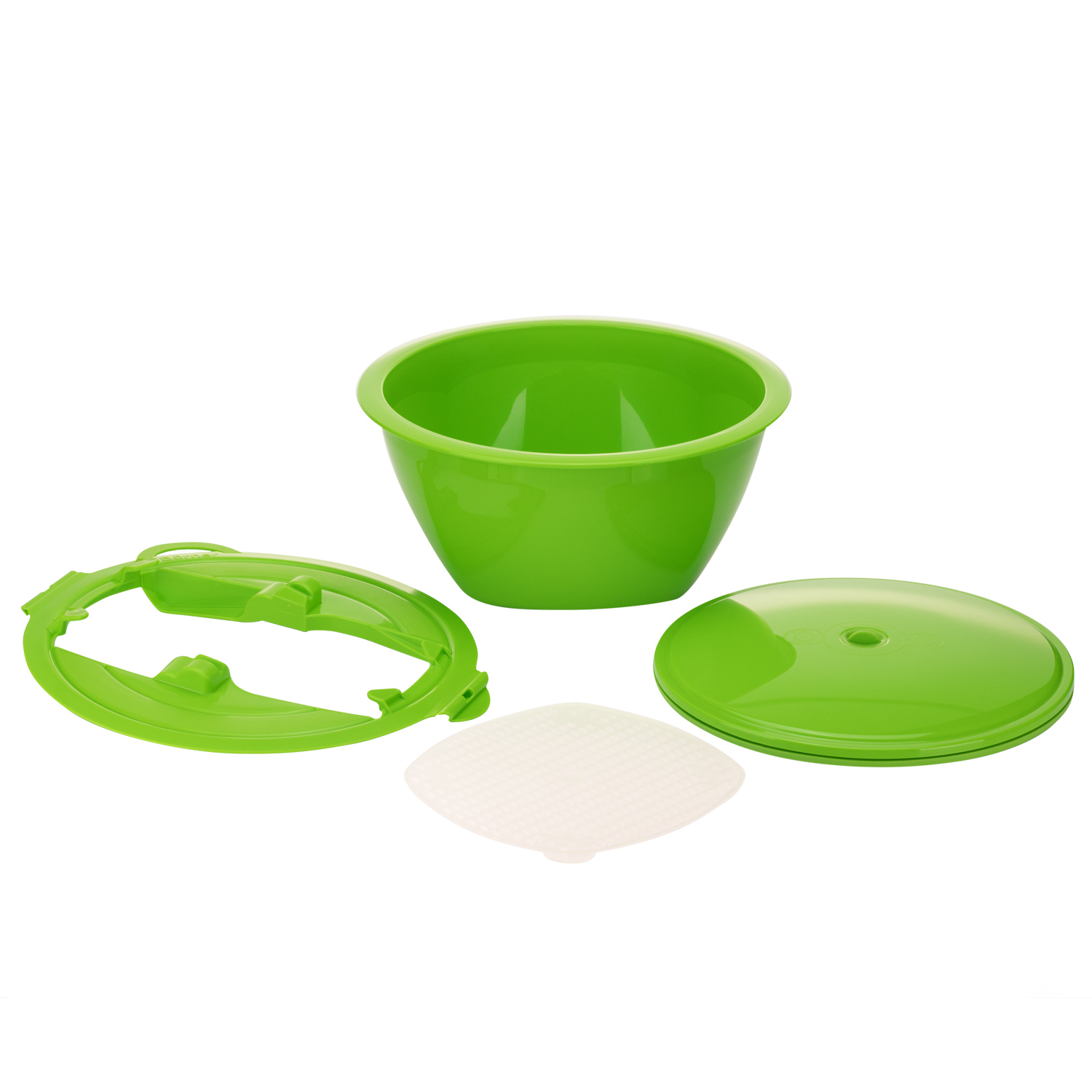 Бьорнер комплект за салата - купа, капак, цедка и приставка за ренде - Зелен