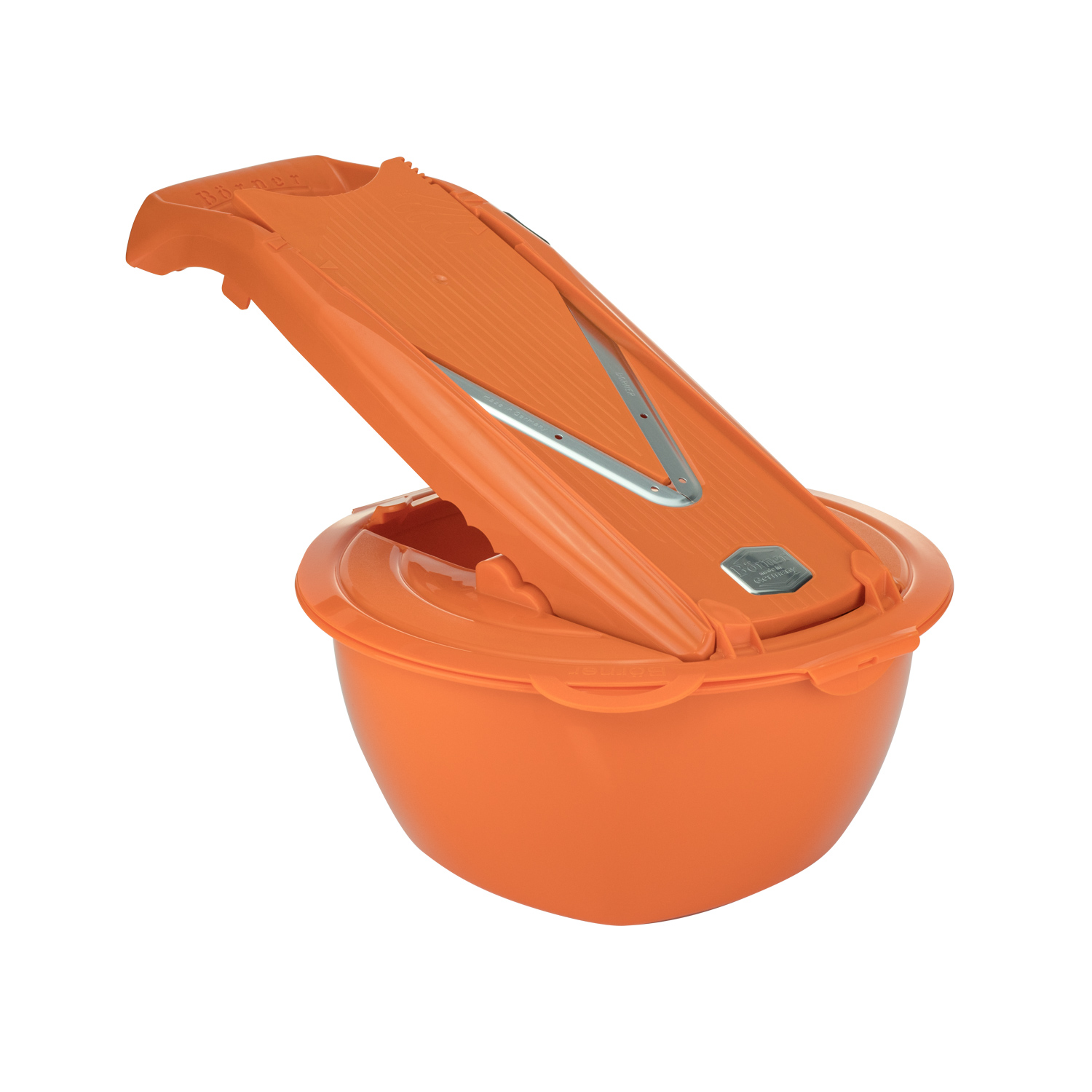 Бьорнер комплект за салата - купа, капак, цедка и приставка за ренде - Оранжев
