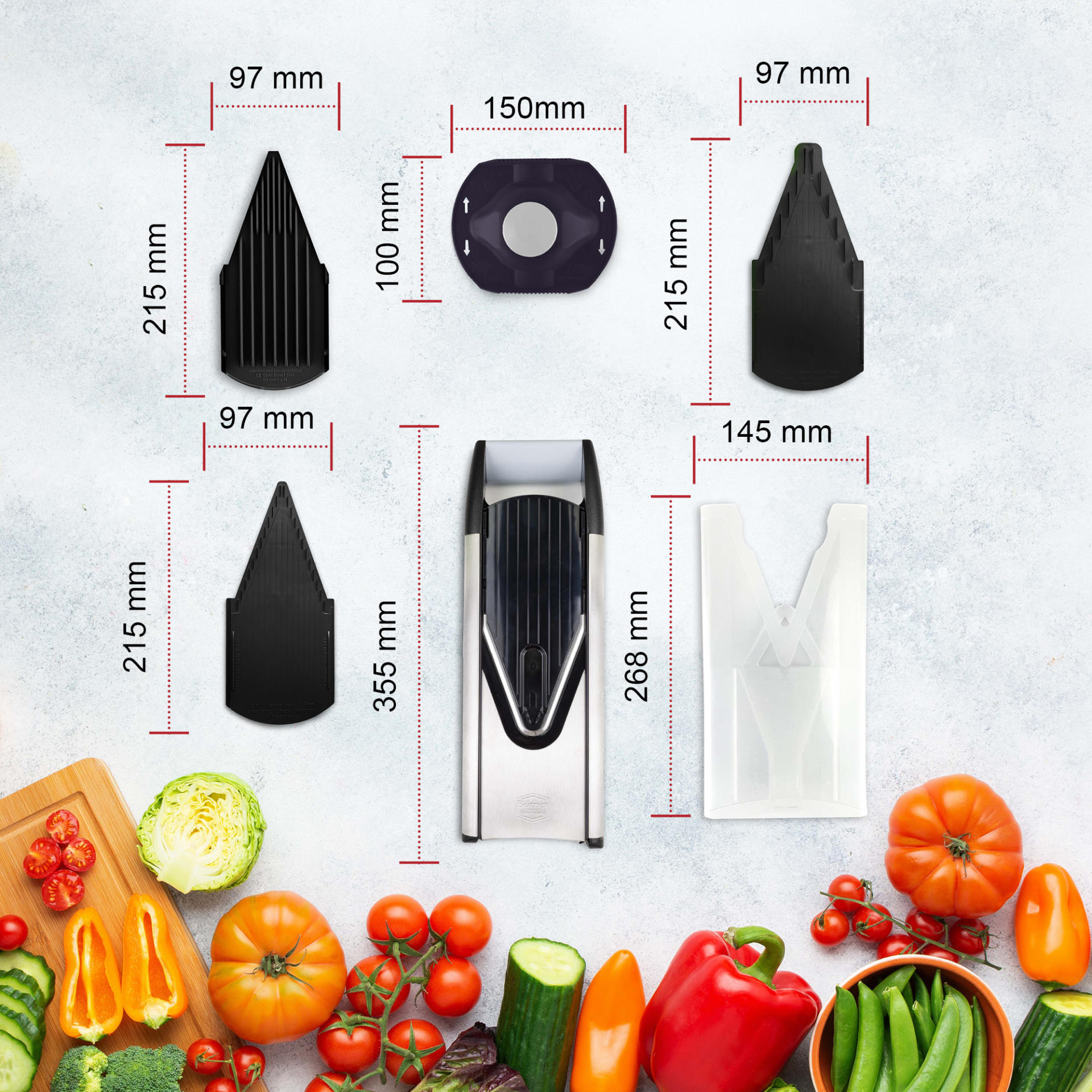 Кухненско ренде от неръждаема стомана Borner V6 ExclusiveLine стартов комплект